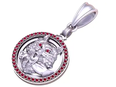 wolf head gold pendant 3D print model