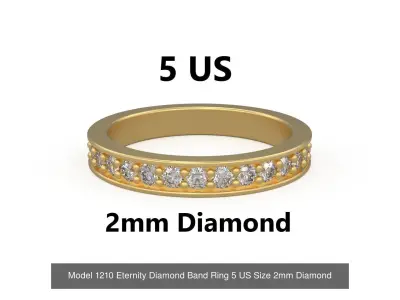 Eternity Diamond Wedding Band Ring 5-10 US Size 2mm Diamond 3D Model Pack