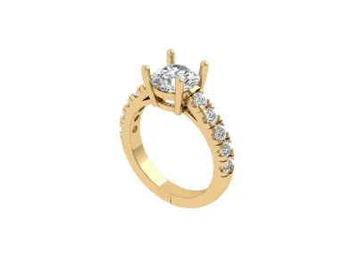 Solitaire Engagement Ring 3D print model 6