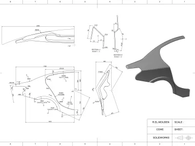 Car rear fender 3D print model