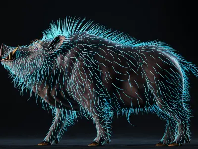 Wild Boar Full pack Low-poly 3D model
