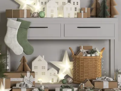 Christmas decorative set 3D model