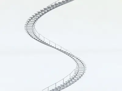 Old Wooden Staircase Low-poly 3D model