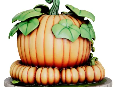 Halloween Pumpkin House 3d print and game ready Low-poly 3D model