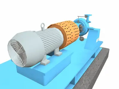 Water Centrifugal Pump PBR Low-poly 3D model