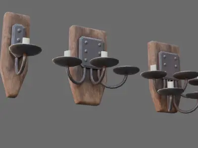 Complete set of wall chandeliers Low-poly 3D model