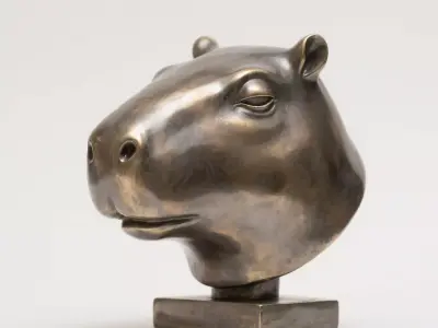 Capybara head sculpture 3D print model