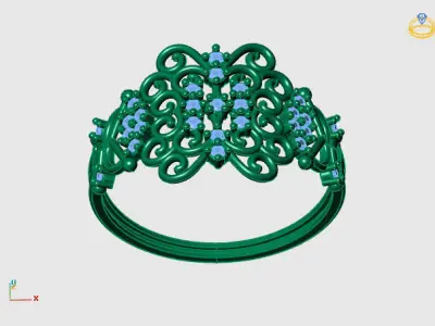 Women Ring Diamond Stone STL 3DM Lightweight Printable 3D print model 14