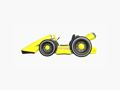 Cartoon Kart D03 Yellow - Vehicle Racing Design Low-poly 3D model