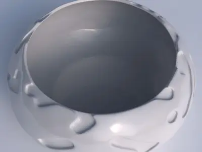 Bowl spheric squeezed wide with cavities smooth 3D print model