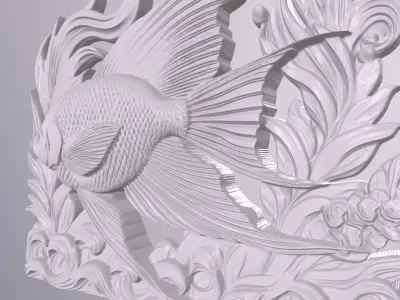 AngelFish 5 basrelief for 3D printing 3D print model