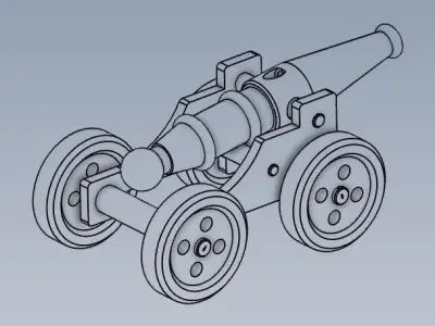 GUN CARRIAGE TOP ARABASI ASSEMBLY 3D print model