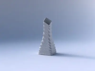 Vase squeezed and bent rectangle 2 with twisted grid plates 3D print model