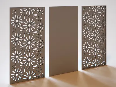 Partition wooden panel with laser cut pattern 3D model