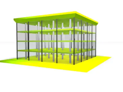 Architectural Building Structure with Columns Floors and facade 3D model