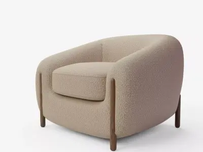 Lyla Chair-Sheepskin Camel 3D model