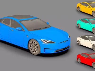 Low-poly Tesla 3D Models Low-poly 3D model