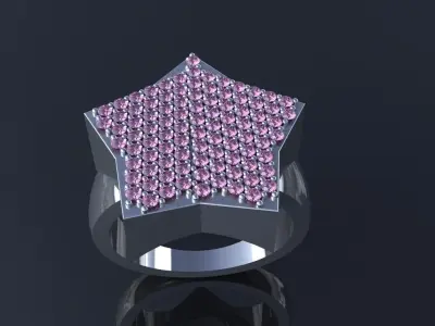 Star Ring Round Diamonds Size 11 Luxury Jewelry Gold Platinum 3D print model