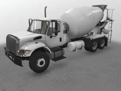 Mixer Truck International 7400 Low-poly 3D model