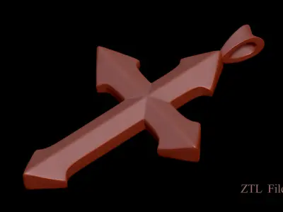 High-Poly Brass silvering Arrow-shaped cross 3D model