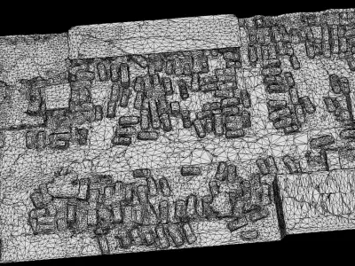 abandoned cars wreckage terrain  drone scan 3D model