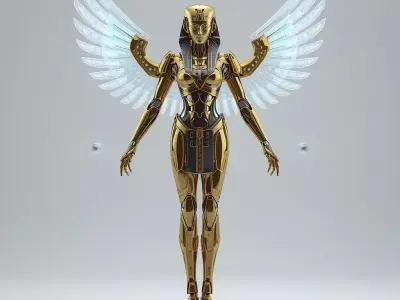 Sci-Fi Mecha-Isis - Holographic Egyptian Sorceress Prop Low-poly 3D model