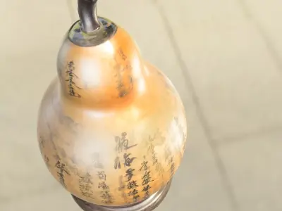 Antique Chinese Gourd Vessel with Stand Low-poly 3D model