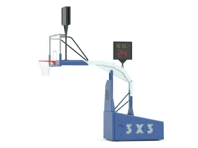 Portable Basketball Hoop System with Timer Blue Paint 3D model