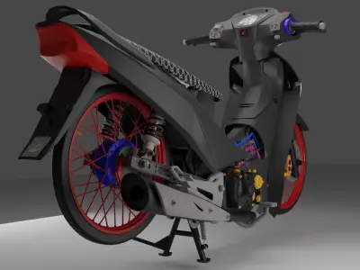 Motorcycle modified from the original condition to be stronger  3D model