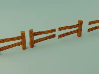 Lowpoly fences pack Unity VR AR ready Free low-poly 3D model