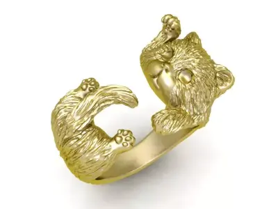 Luxury Sculpted Cat Open Ring  1752 3D print model