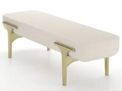 Upholstered Bench with Bronze-Patina Brass Details 3D model