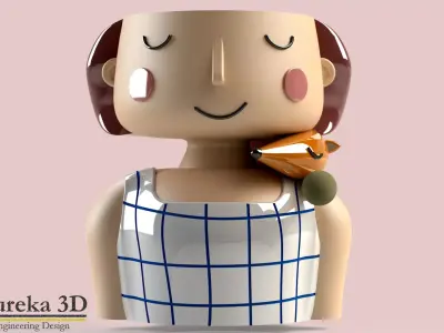 Little girl flowerpot 3D print model