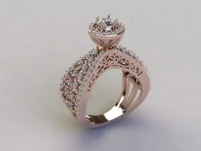 Luxury diamond Ring 3D print model 3D print model  3D print model