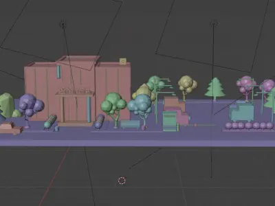 Low-Poly Police Station - Modular Stylized City Pack Low-poly 3D model