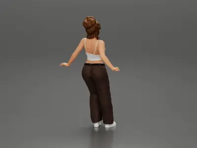 lowrider chola girl is leaning against the car in mini shirt 3D print model