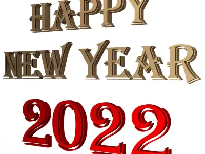Happy New Year 2022 01 Low-poly 3D model