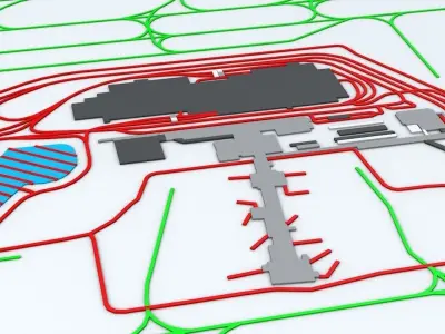 Phoenix Sky Harbor PHX Airport Roads Buildings and Public Trans 3D model