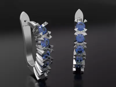 Earrings with gems 3D print model purchase