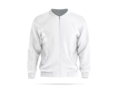 White Bomber Jacket - mens casual puffer 3D model