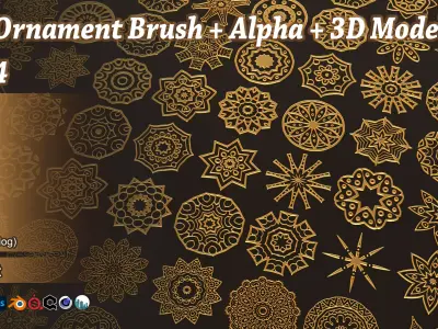 200 Ornamental Mandala Brush  Alpha   3D Model Vol 4 3D model