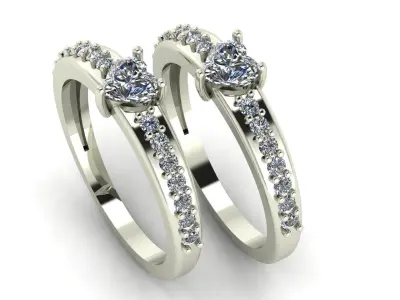 Ladies Diamond Ring - Engagement  Diamond Ring -  3D print model