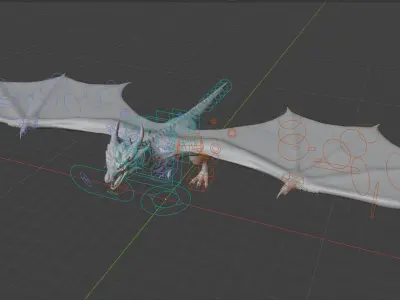 Black Wyvern Dragon Low-poly 3D model