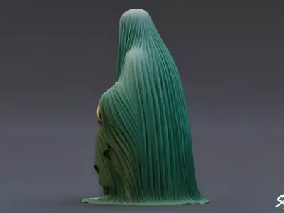 Ghost Statue Seated Throne Low-poly 3D model