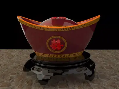 Chinese gold Ingot  3D model