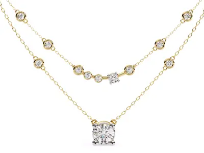 Women Luxury Diamond Necklace with chain 3D print model