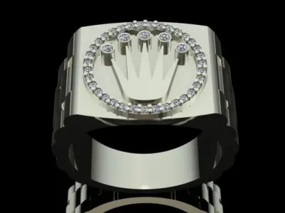 Luxury Golden Men Ring With Diamonds 3D print model
