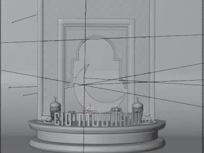 Eid Mubarak 3D Scene Crescent Moon Lanterns Blender 3D model