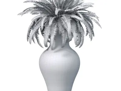 A fern in a Chinese vase potted vase for decoration 3D model
