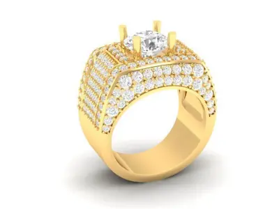 Luxury Wide Diamond Pave Ring for Men  151 3D print model